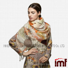 Elegant Lady's 100% Wool Printed Shawl for Evening Dress